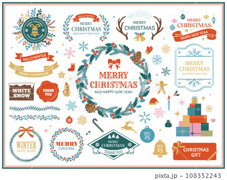 クリスマスの装飾とフレームとアイコンセット 108352243