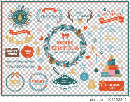 クリスマスの装飾とフレームとアイコンセット 108352243