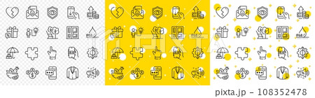 Outline Phone password, Eye detect and Business idea line icons pack for web with Transform, Puzzle, Broken heart line icon. Cursor, Entrance, Deckchair pictogram icon. Buying currency. Vector Outline Phone password, Eye detect and Business idea line icons pack for web with Transform, Puzzle, Broken heart line icon. Cursor, Entrance, Deckchair pictogram icon. Buying currency. Vector 108352478
