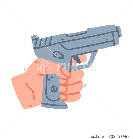 Human Hand Hold Grey Pistol Weapon Vector Illustration 108352968
