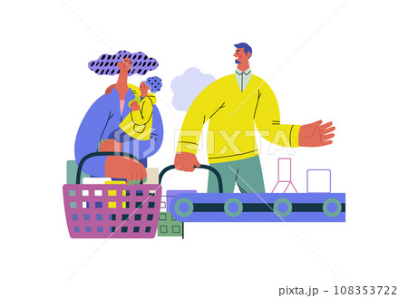Mutual Support: Skip ahead in line -modern flat vector concept illustration of man letting woman with child go ahead in shop checkout line A metaphor of voluntary, collaborative exchanges of services Mutual Support: Skip ahead in line -modern flat vector concept illustration of man letting woman with child go ahead in shop checkout line A metaphor of voluntary, collaborative exchanges of services 108353722