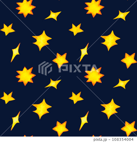 Stars seamless pattern. Hand drawn watercolor illustration isolated on black. Background for website, banner, card. Wrapping paper, birthday decor Stars seamless pattern. Hand drawn watercolor illustration isolated on black. Background for website, banner, card. Wrapping paper, birthday decor 108354004
