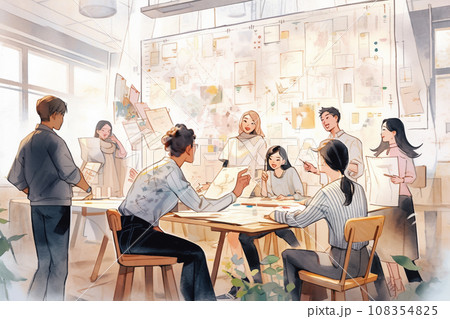 クリエイティブな会議風景「AI生成画像」 108354825