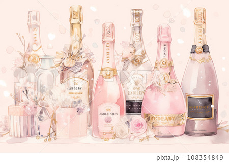 シャンパンのイラスト「AI生成画像」 108354849