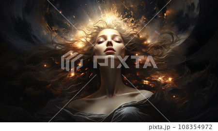 神秘的な宇宙と女性のアート「AI生成画像」 神秘的な宇宙と女性のアート「AI生成画像」 108354972