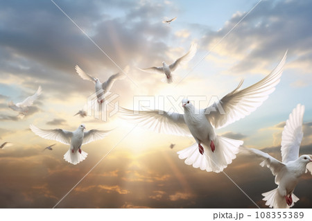 大空を舞う鳩「AI生成画像」 108355389