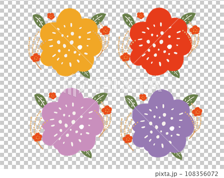 Large camellia flower background illustration set in various colors Large camellia flower background illustration set in various colors 108356072