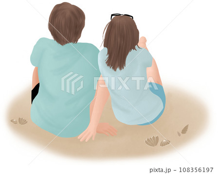 Two people sitting on the beach love deception Two people sitting on the beach love deception 108356197