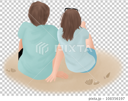 Two people sitting on the beach love deception Two people sitting on the beach love deception 108356197