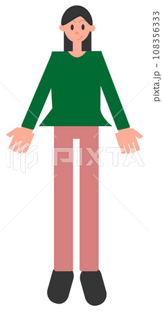 女性全身(顔Bタイプ)グリーン×ピンク 108356333