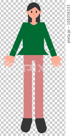 女性全身(顔Bタイプ)グリーン×ピンク 108356333