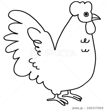 鶏の線画イラスト 鶏の線画イラスト 108357009