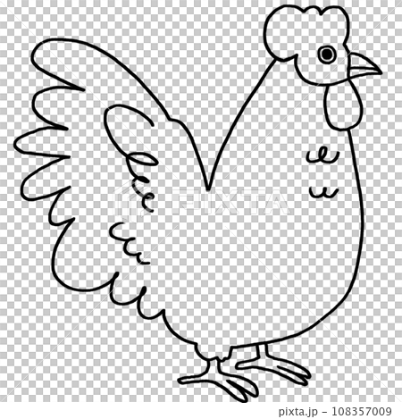 鶏の線画イラスト 鶏の線画イラスト 108357009