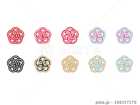 水引梅結びセット　年賀素材　和柄　ご祝儀 108357278