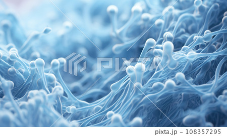 水色の粘菌の拡大イメージ背景「AI生成画像」 108357295