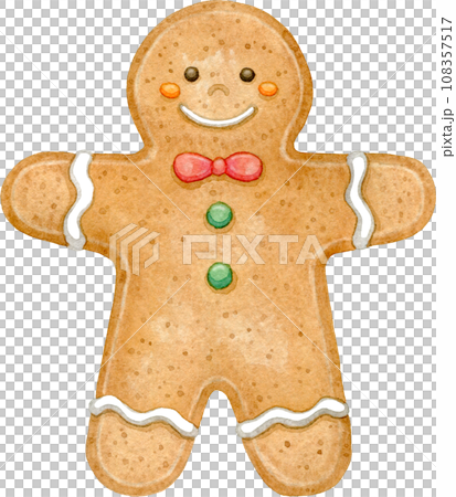 Gingerbread man cookie watercolor illustration 108357517