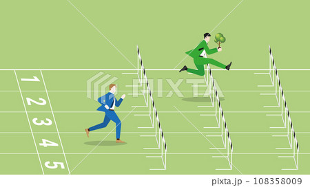 A leader businessman with a tree in a race track. 108358009