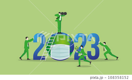 ESG and green business policy concept. Teamwork of green vision businessman in the year 2023 108358152