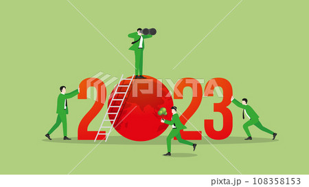 ESG and green business policy concept. Teamwork of green vision businessman in the year 2023 108358153