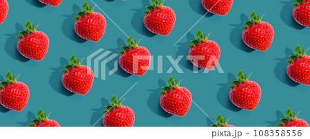 Fresh red strawberries overhead view 108358556