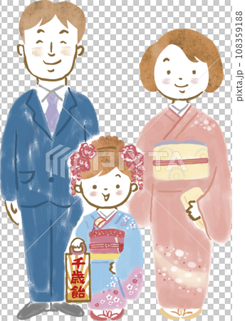 一家人為 7 歲的孩子慶祝七五三 108359188