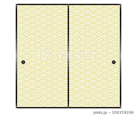 和室の襖　青海波　イラスト 108359206
