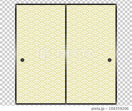 和室の襖　青海波　イラスト 108359206