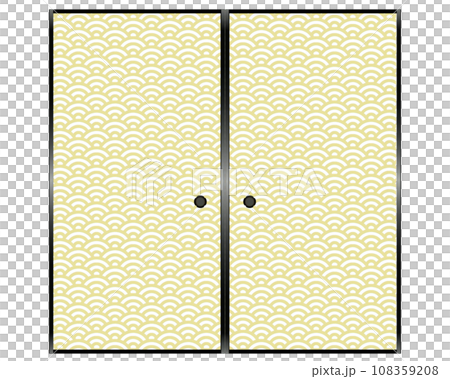 和室の襖　青海波　イラスト 108359208