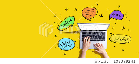 Speech bubbles and a laptop Speech bubbles and a laptop 108359241