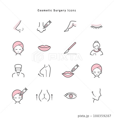美容整形・プチ整形・美容外科に関するアイコンイラストのセット 美容整形・プチ整形・美容外科に関するアイコンイラストのセット 108359287