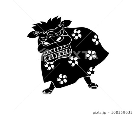 一人立ち獅子舞のシンプルなシルエットイラスト 一人立ち獅子舞のシンプルなシルエットイラスト 108359633