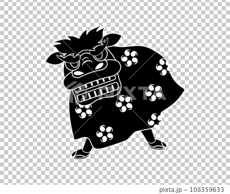 一人立ち獅子舞のシンプルなシルエットイラスト 一人立ち獅子舞のシンプルなシルエットイラスト 108359633
