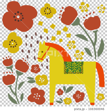 Horses and flowers 108360046