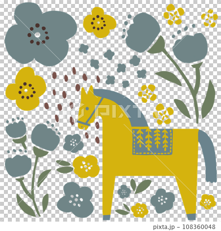 Horses and flowers 108360048