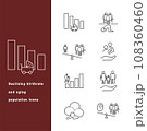 少子高齢化と少子化対策に関するアイコンイラスト(線画）のセット 108360460