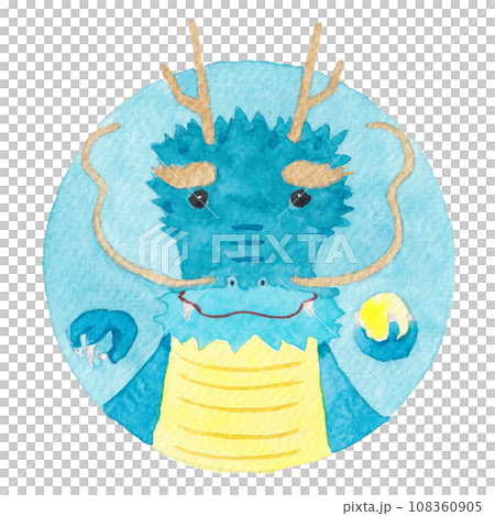 円の中に描いた青色の龍 円の中に描いた青色の龍 108360905