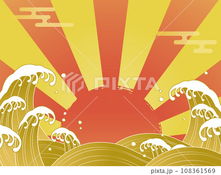 金の波と日の出の背景素材 108361569