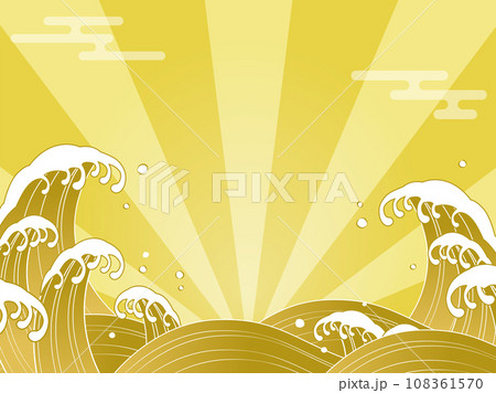 めでたい金の波の背景素材 108361570