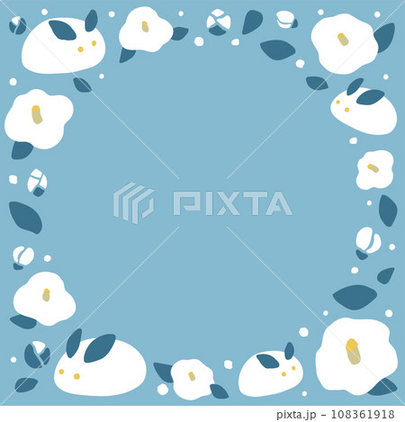 椿と雪うさぎのフレーム素材 椿と雪うさぎのフレーム素材 108361918
