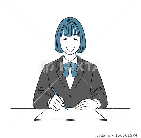 笑顔で勉強する女子生徒 笑顔で勉強する女子生徒 108361974