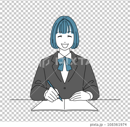 笑顔で勉強する女子生徒 笑顔で勉強する女子生徒 108361974