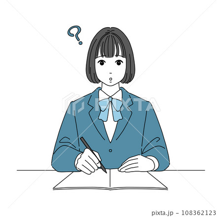 勉強中に疑問を持つ女子生徒 勉強中に疑問を持つ女子生徒 108362123