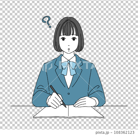 勉強中に疑問を持つ女子生徒 勉強中に疑問を持つ女子生徒 108362123