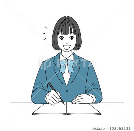 笑顔で勉強する女子生徒 108362131