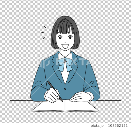 Female student studying with a smile Female student studying with a smile 108362131