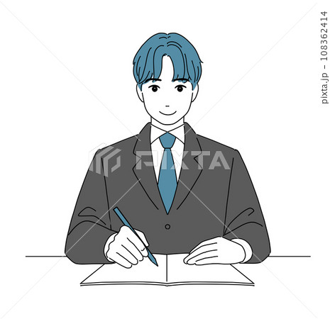 笑顔で勉強する男子生徒 108362414