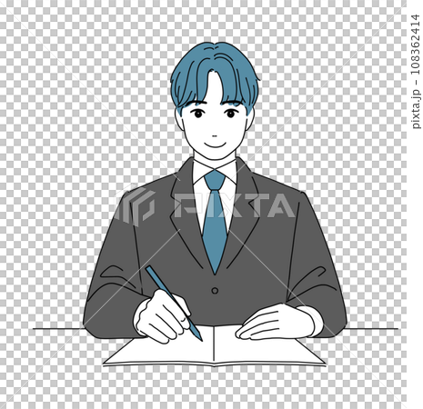 笑顔で勉強する男子生徒 108362414
