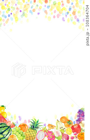 カラフルなフルーツのフレーム 水彩イラスト カラフルなフルーツのフレーム 水彩イラスト 108364704