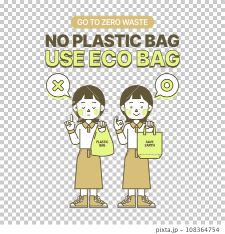 recommended to use a personal eco-bag that can be used several times instead of using a plastic bag that is used once and thrown away recommended to use a personal eco-bag that can be used several times instead of using a plastic bag that is used once and thrown away 108364754