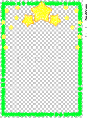 閃閃發光的星星和蠟筆框架[A4，垂直] 108365580